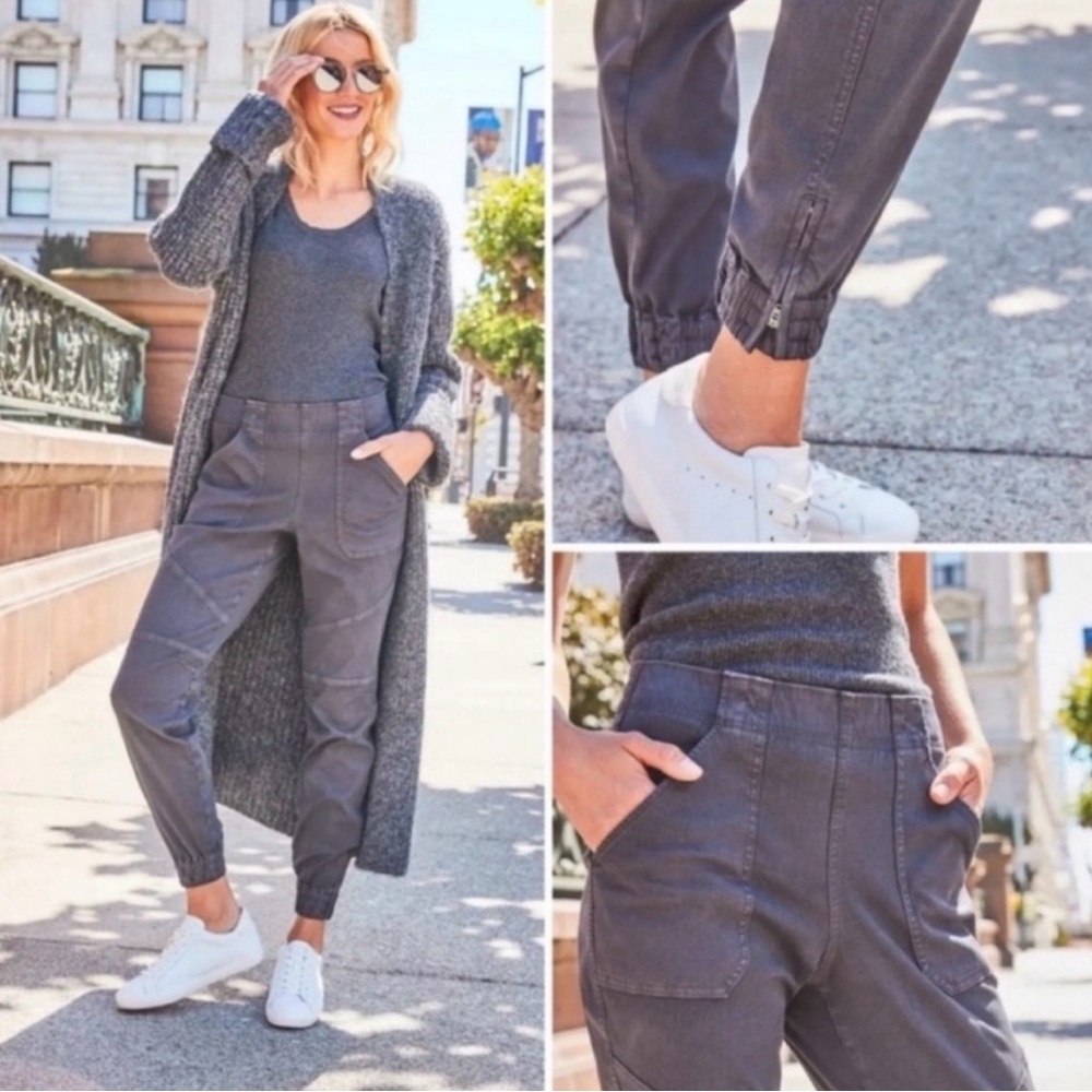 Spanx Stretch Twill Cargo Jogger Soft Washed Black